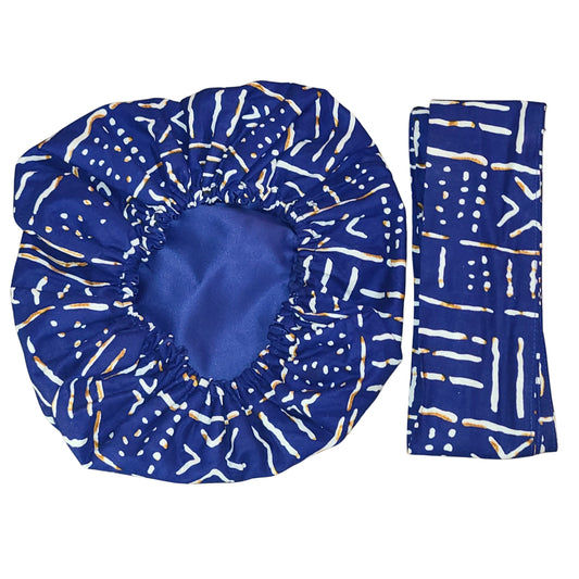 Temi No-Tie satin-lined two-piece headwrap