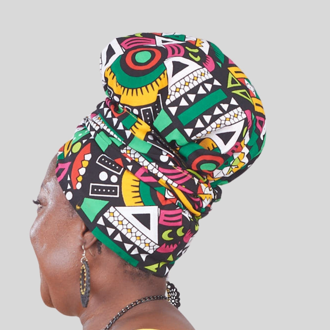 Afia No-Tie satin-lined two-piece Headwrap