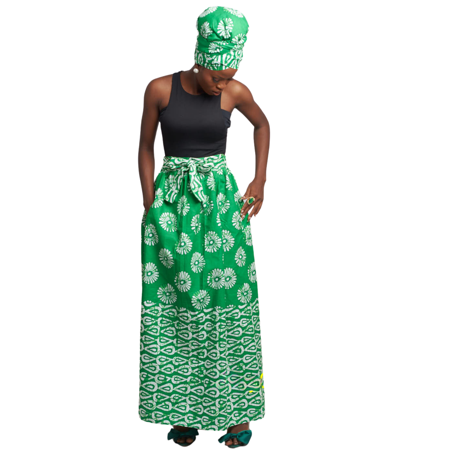 Ife African print high-waist Maxi Skirt with pockets
