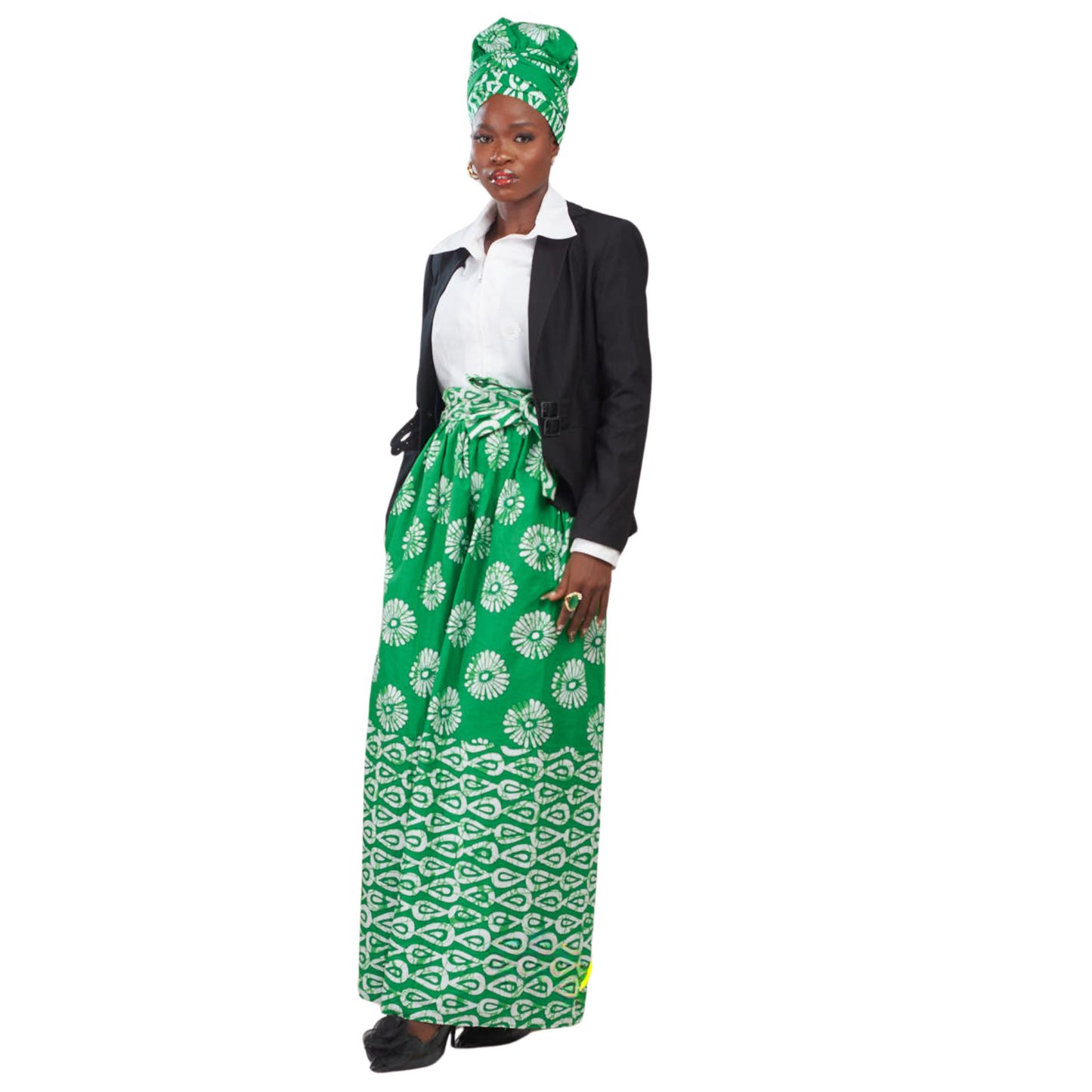 Ife African print high-waist Maxi Skirt with pockets