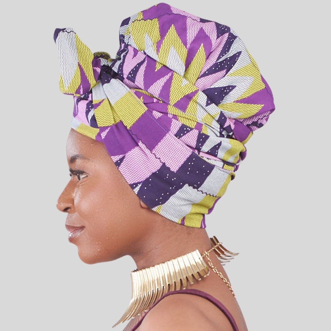 Efua No-Tie satin-lined two-piece Headwrap – Modaheadwraps display picture 1